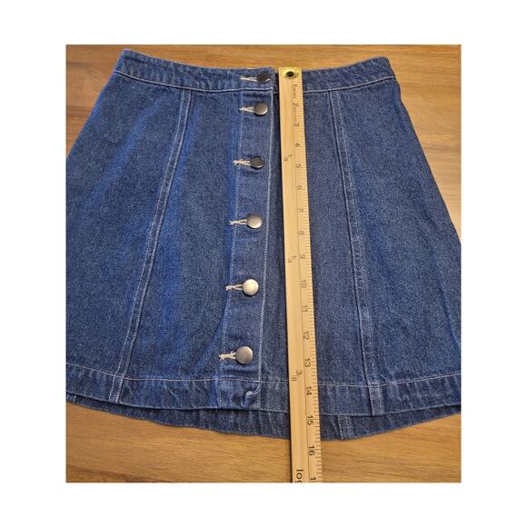 High Rise Blue Denim Button Front Mini Skirt Sz S 26" Waist Preppy EUC - Picture 8 of 8